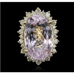 14KT Yellow Gold GIA Certified 37.12ct Kunzite and Diamond Ring