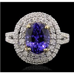 14KT White and Yellow Gold 3.20ct Tanzanite and Diamond Ring