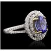 Image 2 : 14KT White and Yellow Gold 3.20ct Tanzanite and Diamond Ring