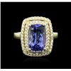 Image 1 : 14KT Yellow Gold 4.89ct Tanzanite and Diamond Ring