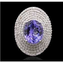 14KT White Gold 5.82ct Tanzanite and Diamond Ring