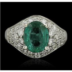 14KT White Gold 2.02ct Emerald and Diamond Ring