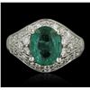 Image 1 : 14KT White Gold 2.02ct Emerald and Diamond Ring