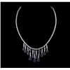 Image 2 : 14KT White Gold 12.04ctw Sapphire and Diamond Necklace