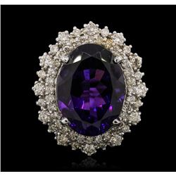 14KT White Gold 11.11ct Amethyst and Diamond Ring