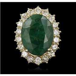 14KT Yellow Gold 10.80ct Emerald and Diamond Ring