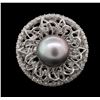 Image 1 : 14KT White Gold Pearl and Diamond Ring