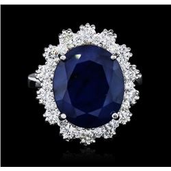 14KT White Gold 8.84ct Sapphire and Diamond Ring