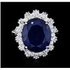 Image 1 : 14KT White Gold 8.84ct Sapphire and Diamond Ring