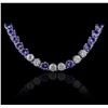 Image 2 : 14KT White Gold 31.90ctw Tanzanite and Diamond Necklace
