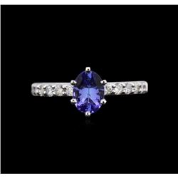 0.83ct Tanzanite and Diamond Ring - 18KT White Gold