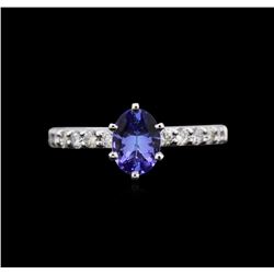 0.83ct Tanzanite and Diamond Ring - 18KT White Gold