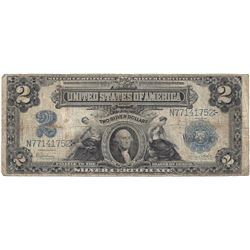 1899 $2 Silver Certificate Mini-Porthole Large Bill