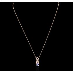 14KT Rose Gold 0.72ct Tanzanite and Diamond Pendant With Chain