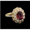 Image 2 : 14KT Yellow Gold 1.77ct Tourmaline and Diamond Ring