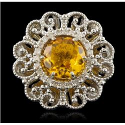 14KT White Gold 3.40ct Citrine & Diamond Ring