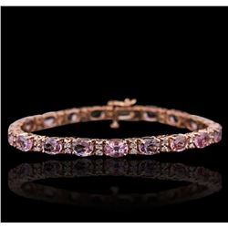 14KT Rose Gold 17.25ctw Pink Sapphire and Diamond Bracelet