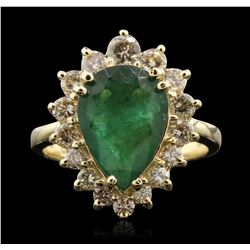 14KT Yellow Gold 3.10ct Emerald and Diamond Ring