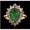 Image 1 : 14KT Yellow Gold 3.10ct Emerald and Diamond Ring