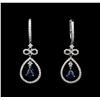 Image 1 : 18KT White Gold 1.15ctw Sapphire and Diamond Earrings