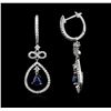 Image 2 : 18KT White Gold 1.15ctw Sapphire and Diamond Earrings