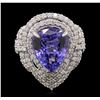 Image 1 : 14KT White Gold 5.42ct Tanzanite and Diamond Ring