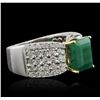 Image 2 : 14KT Two-Tone Gold 3.93ct Emerald and Diamond Ring