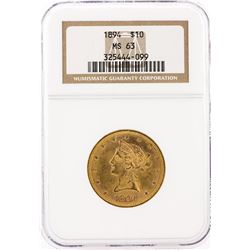 1894 NGC MS63 $10 Liberty Head Eagle Gold Coin