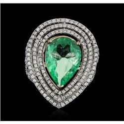 14KT White Gold GIA Certified 5.65ct Emerald and Diamond Ring