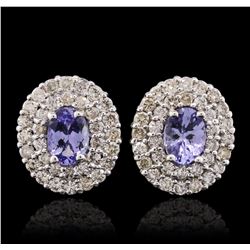 14KT White Gold 1.40ctw Tanzanite and Diamond Earrings