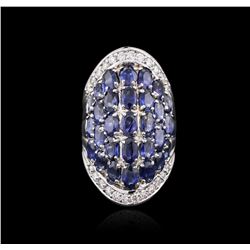 14KT White Gold 7.25ctw Sapphire and Diamond Ring