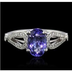 14KT White Gold 1.45ct Tanzanite and Diamond Ring