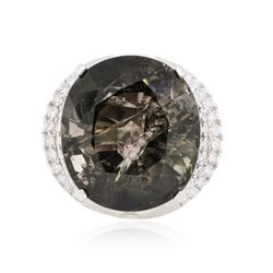 14KT White Gold 56.17ct Tourmaline and Diamond Ring