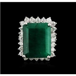 14KT White Gold 10.52ct Emerald and Diamond Ring