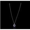 Image 2 : 18KT White Gold 3.59ct Tanzanite and Diamond Pendant With Chain