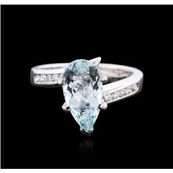 14KT White Gold 2.19ct Aquamarine and Diamond Ring