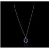 Image 2 : 14KT White Gold EGL USA Cert 12.69ctw Sapphire and Diamond Pendant With Chain