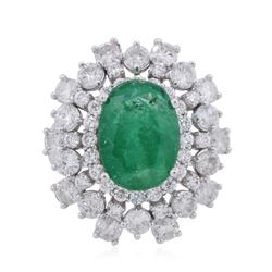 14KT White Gold 3.81ct Emerald and Diamond Ring