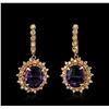 Image 1 : 14KT Rose Gold 17.78ctw Amethyst and Diamond Earrings
