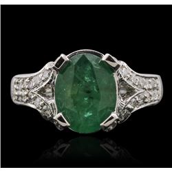 14KT White Gold 3.01ct Emerald and Diamond Ring