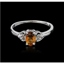 18KT White Gold 0.50ct Yellow Topaz and Diamond Ring