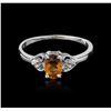 Image 1 : 18KT White Gold 0.50ct Yellow Topaz and Diamond Ring