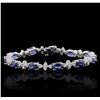 Image 1 : 14KT White Gold 10.89ctw Sapphire and Diamond Bracelet