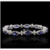 Image 2 : 14KT White Gold 10.89ctw Sapphire and Diamond Bracelet