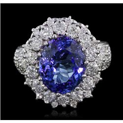 14KT White Gold 5.17ct Tanzanite and Diamond Ring