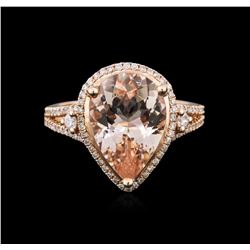 14KT Rose Gold 3.97ct Morganite and Diamond Ring