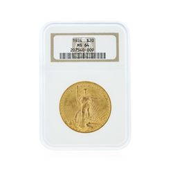1924 NGC MS64 $20 St. Gaudens Double Eagle Gold Coin