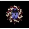 Image 1 : 14KT Rose Gold 7.95ct Tanzanite, Ruby and Diamond Ring