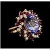 Image 2 : 14KT Rose Gold 7.95ct Tanzanite, Ruby and Diamond Ring