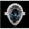 Image 1 : 14KT White Gold 15.46ct Topaz and Diamond Ring